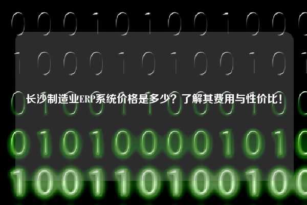 长沙制造业ERP系统价格是多少？了解其费用与性价比！