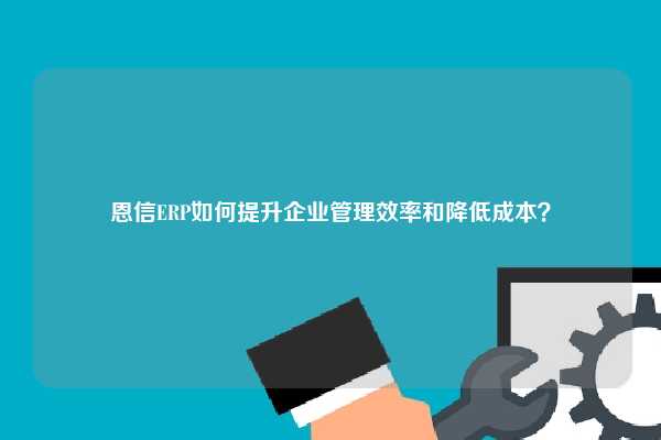 恩信ERP如何提升企业管理效率和降低成本？