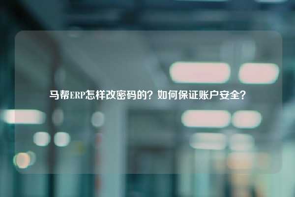 马帮ERP怎样改密码的？如何保证账户安全？