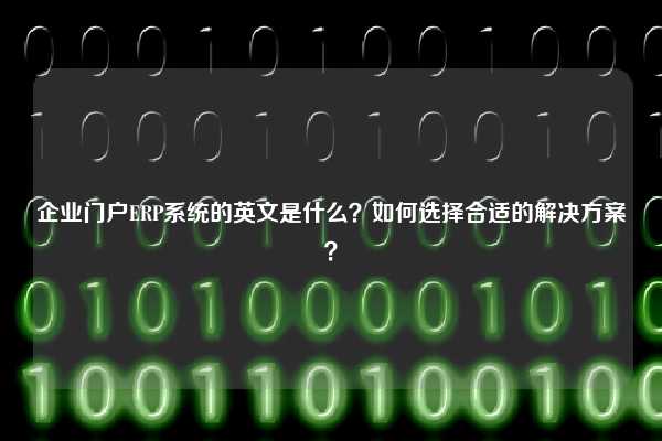 企业门户ERP系统的英文是什么？如何选择合适的解决方案？