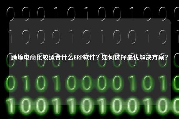 跨境电商比较适合什么ERP软件？如何选择最优解决方案？