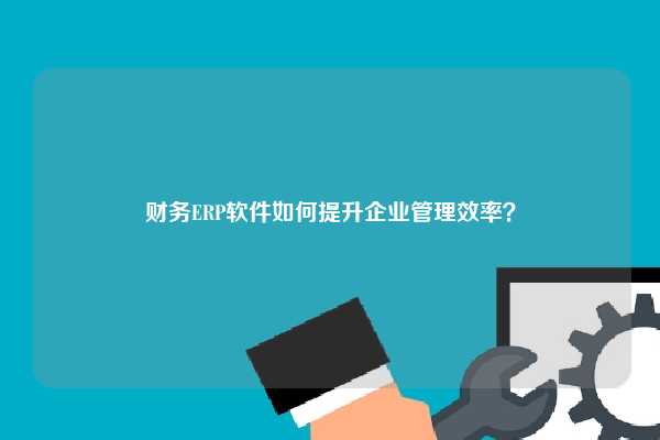 财务ERP软件如何提升企业管理效率？