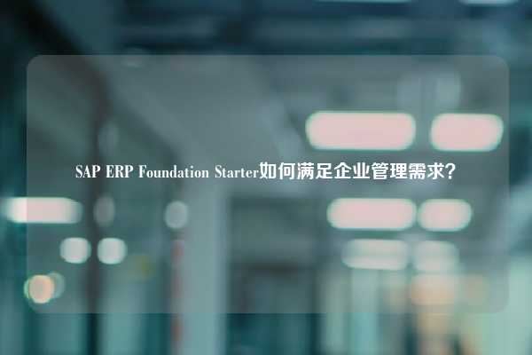 SAP ERP Foundation Starter如何满足企业管理需求？