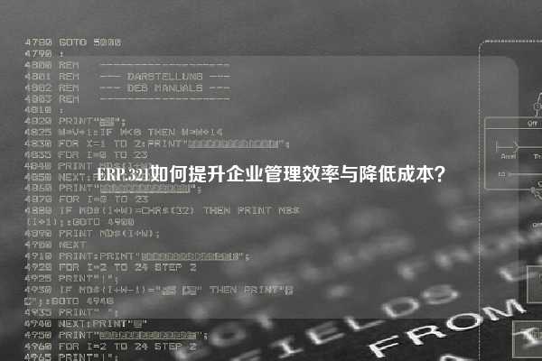 ERP.321如何提升企业管理效率与降低成本？