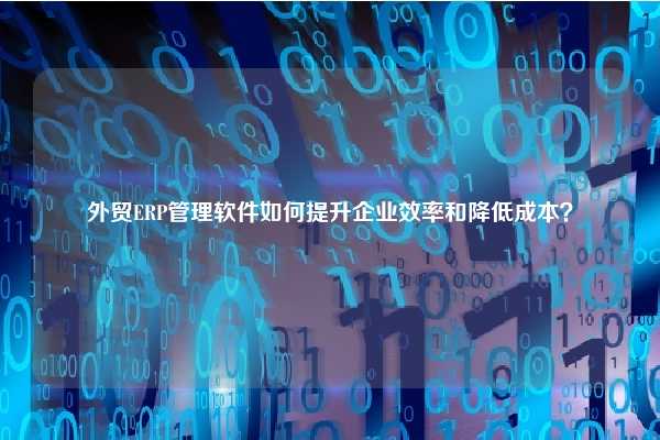 外贸ERP管理软件如何提升企业效率和降低成本？