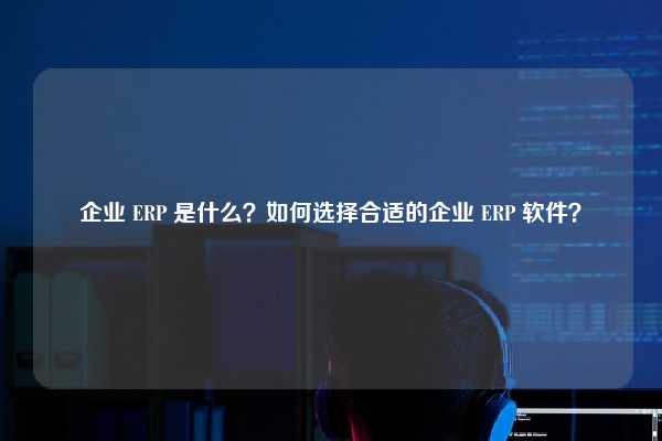 企业 ERP 是什么？如何选择合适的企业 ERP 软件？