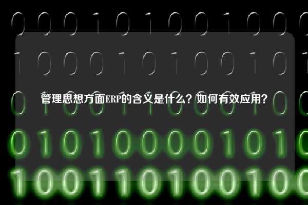 管理思想方面ERP的含义是什么？如何有效应用？