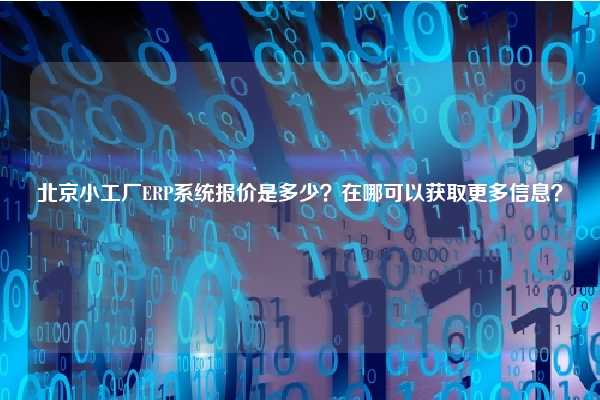 北京小工厂ERP系统报价是多少？在哪可以获取更多信息？