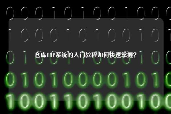 仓库ERP系统的入门教程如何快速掌握？