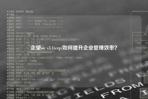 企望we v3.1(erp)如何提升企业管理效率？