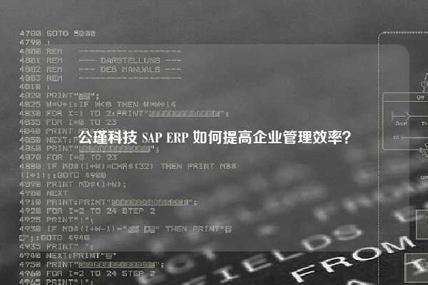 公瑾科技 SAP ERP 如何提高企业管理效率？