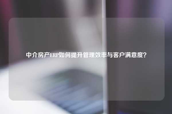 中介房产ERP如何提升管理效率与客户满意度？