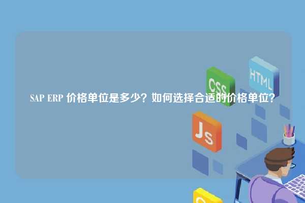 SAP ERP 价格单位是多少？如何选择合适的价格单位？