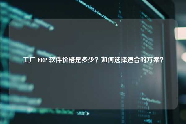 工厂 ERP 软件价格是多少？如何选择适合的方案？