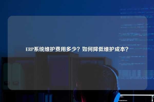 ERP系统维护费用多少？如何降低维护成本？