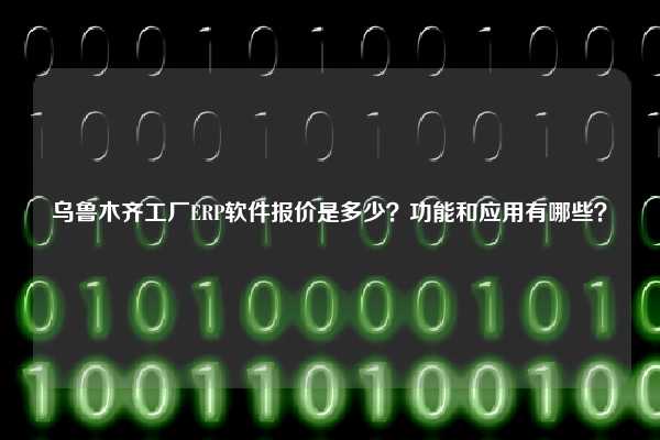 乌鲁木齐工厂ERP软件报价是多少？功能和应用有哪些？