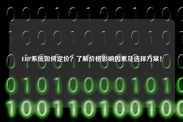 ERP系统如何定价？了解价格影响因素及选择方案！