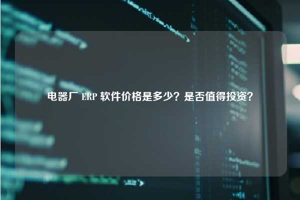 电器厂 ERP 软件价格是多少？是否值得投资？