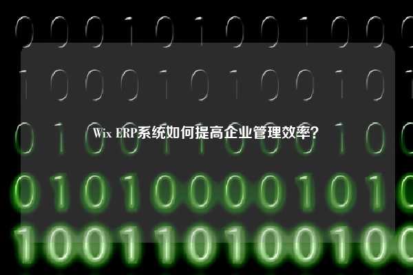 Wix ERP系统如何提高企业管理效率？