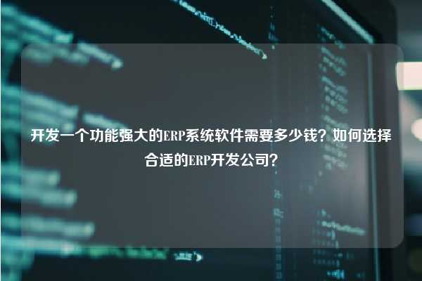 开发一个功能强大的ERP系统软件需要多少钱？如何选择合适的ERP开发公司？