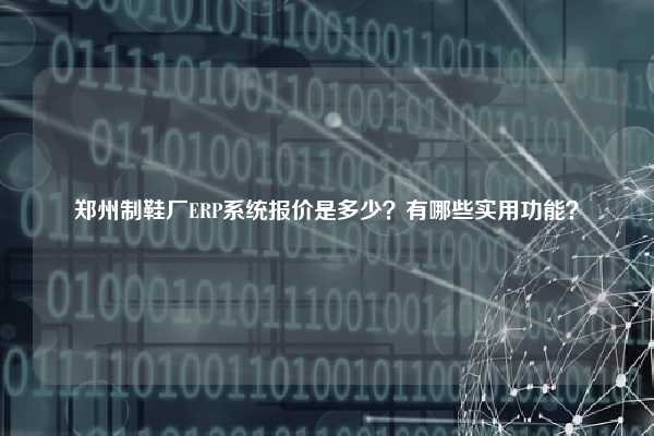 郑州制鞋厂ERP系统报价是多少？有哪些实用功能？