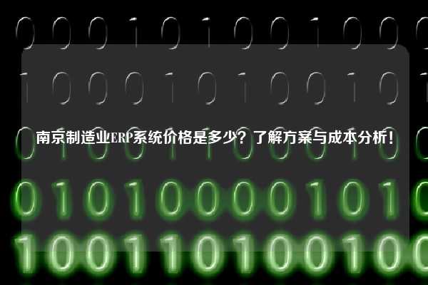 南京制造业ERP系统价格是多少？了解方案与成本分析！